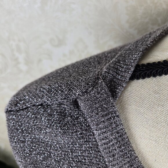 AGB Size Small Batwing Sweater Metaillic Ombre Silver to Black Knit 3/4 Sleeves - Picture 3 of 13